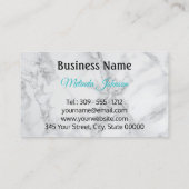 モノグラムの抽象的なティール（緑がかった色）、黒および大理石 名刺 (裏面)