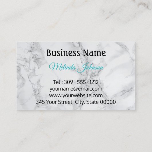 モノグラムの抽象的なティール（緑がかった色）、黒および大理石 名刺 (裏面)