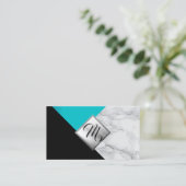 モノグラムの抽象的なティール（緑がかった色）、黒および大理石 名刺 (スタンド正面)