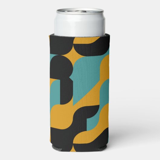 モノグラムの抽象芸術パタパーソナライズされたーン スリム缶クーラー (Seltzer裏面)