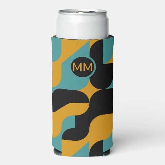 モノグラムの抽象芸術パタパーソナライズされたーン スリム缶クーラー (Seltzer正面)