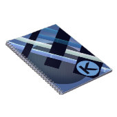 モノグラムの抽象芸術織ストライプりブルーグレー ノートブック (右側)