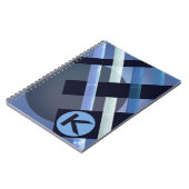 モノグラムの抽象芸術織ストライプりブルーグレー ノートブック (左側)