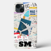 モノグラムの搭乗券、飛行機のチケットコラージュ、楽しい Case-Mate iPhoneケース (裏面)