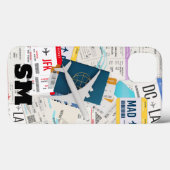 モノグラムの搭乗券、飛行機のチケットコラージュ、楽しい Case-Mate iPhoneケース (裏面 (横))