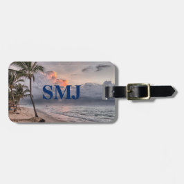 モノグラムの旅行 - 海、ビーチ、ヤシの木 ラゲッジタグ