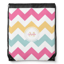 モノグラムの春のパステル調のシェブロンのプリントのバックパック