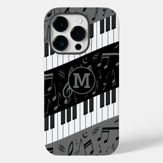 モノグラムの曲ピアノ鍵と音符 Case-Mate iPhoneケース (裏面)