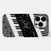 モノグラムの曲ピアノ鍵と音符 Case-Mate iPhoneケース (裏面 (横))