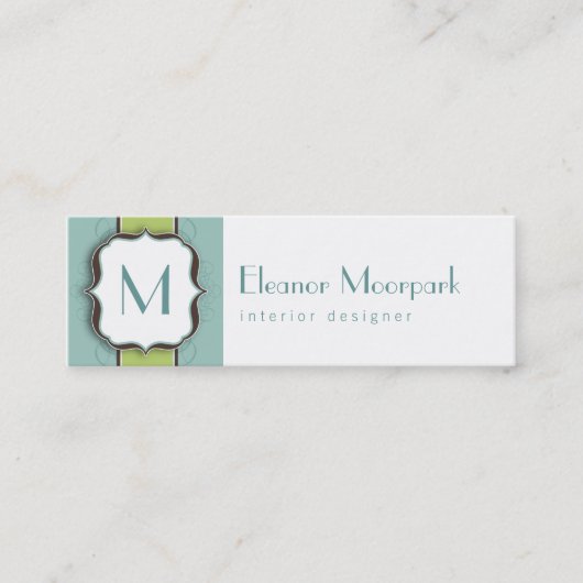 モノグラムの最初のレトロの細いカード スキニー名刺 (正面)