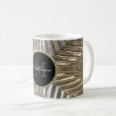 モノグラムの最初の銀製の金ゴールドの金属ガラスデザイン コーヒーマグカップ (正面右)