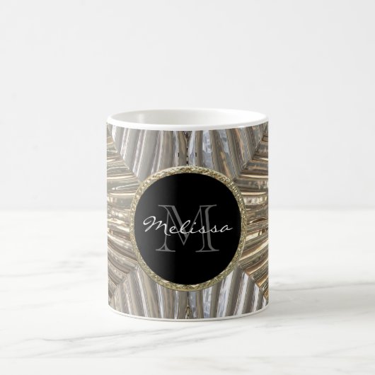 モノグラムの最初の銀製の金ゴールドの金属ガラスデザイン コーヒーマグカップ (中央)