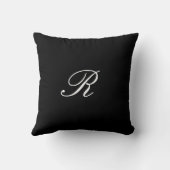 モノグラムの最初の黒く及び白くシンプルなエレガント クッション (裏面)