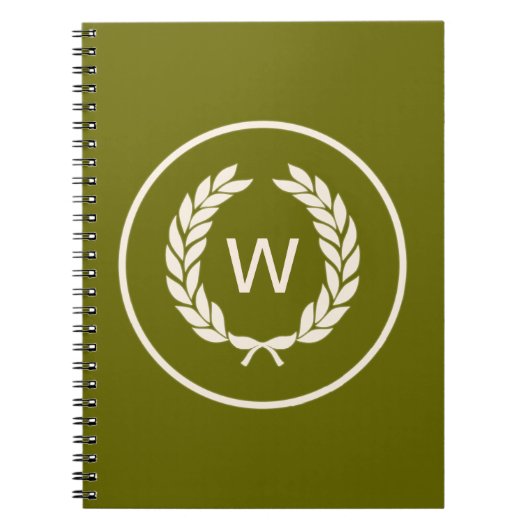 モノグラムの月桂樹の葉のリース ノートブック (正面)