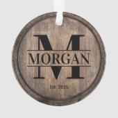 モノグラムの木最初のヴィンテージの姓ののど オーナメント (裏面)