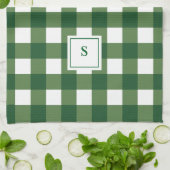 モノグラムの格子模様のギンガム キッチンタオル (折り畳み)