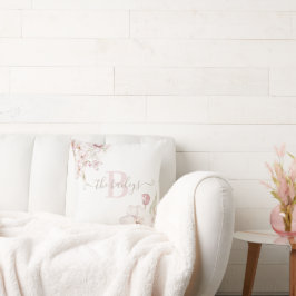 モノグラムの桜の水彩ピロー クッション