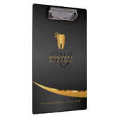 モノグラムの歯科医のオフィス-黒および金ゴールド クリップボード (右)