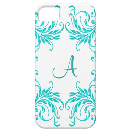 モノグラムの水の青のダマスク織 Case-Mate iPhoneケース (裏面)