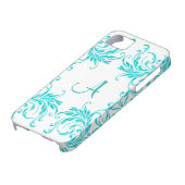 モノグラムの水の青のダマスク織 Case-Mate iPhoneケース (下部)