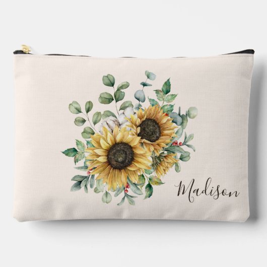 モノグラムの水彩ヴィンテージひま素朴わり アクセサリーポーチ (正面)