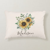 モノグラムの水彩ヴィンテージひま素朴わり アクセントクッション (正面)