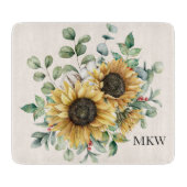 モノグラムの水彩ヴィンテージひま素朴わり カッティングボード (正面)