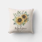 モノグラムの水彩ヴィンテージひま素朴わり クッション (正面)