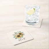 モノグラムの水彩ヴィンテージひま素朴わり スクエアペーパーコースター (インサイチュ)