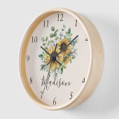 モノグラムの水彩ヴィンテージひま素朴わり 壁時計 (傾斜)