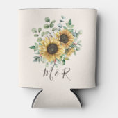 モノグラムの水彩ヴィンテージひま素朴わり 缶クーラー (正面)