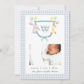 モノグラムの水彩動物用誕生 案内状 (正面)