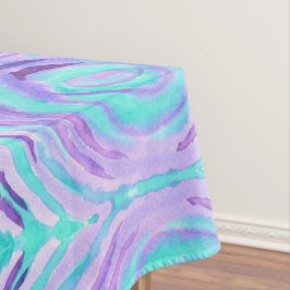 モノグラムの水彩画の絵を描かれる紫色のターコイズの渦巻 テーブルクロス
