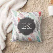 モノグラムの水彩画の羽パターン枕 クッション (ブランケット)