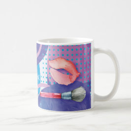 モノグラムの水彩画は芸術家のスタイリストの唇を構成します コーヒーマグカップ
