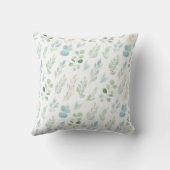 モノグラムの水彩葉のクッションカバー クッション (裏面)