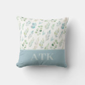 モノグラムの水彩葉のクッションカバー クッション (正面)