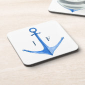 モノグラムの水航海の色ボートいかり コースター (左側)