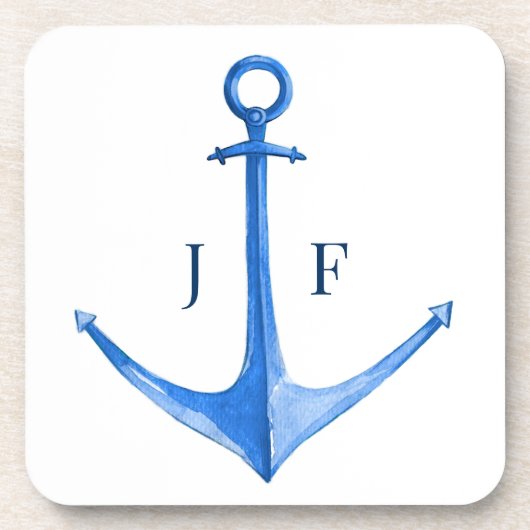 モノグラムの水航海の色ボートいかり コースター (正面)