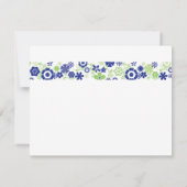 モノグラムの海軍およびライムの平らなメッセージカード ノートカード (裏面)