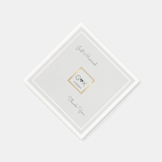 モノグラムの淡い色の結婚病 スタンダードカクテルナプキン (角)