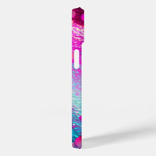 モノグラムの深いピンクホログラフィックグリッター Case-Mate iPhoneケース (裏面 / 右)