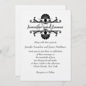 モノグラムの渦巻のエレガントな結婚式招待状 招待状 (正面/裏面)