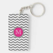 モノグラムの灰色のシェブロンのジグザグ形のアクリルKeychain キーホルダー (裏面)