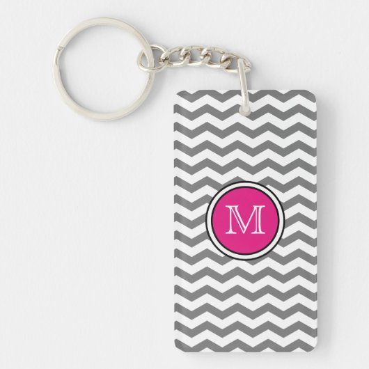 モノグラムの灰色のシェブロンのジグザグ形のアクリルKeychain キーホルダー (正面)