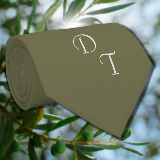 モノグラムの無地の色のオリーブグリーンのネックタイ ネクタイ