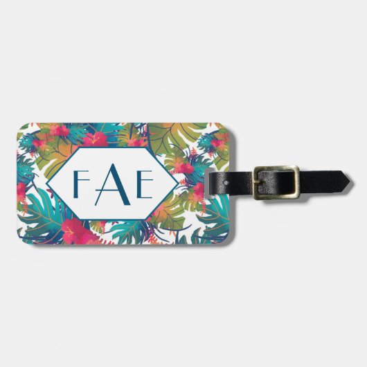 モノグラムの熱帯花の荷物のラベル ラゲッジタグ (正面横)