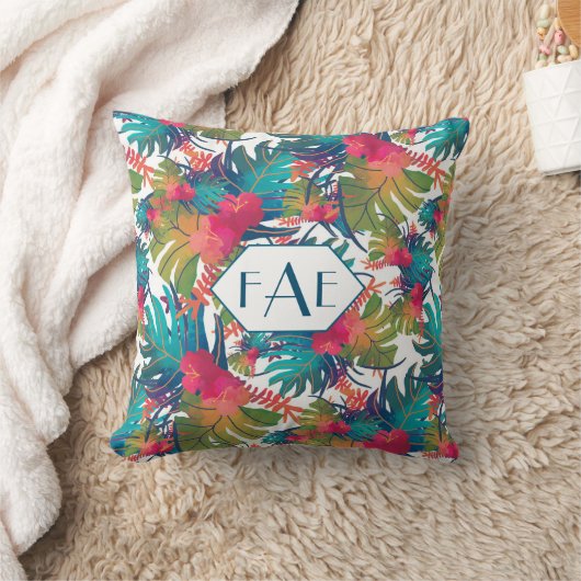 モノグラムの熱帯花の装飾用クッション クッション (ブランケット)