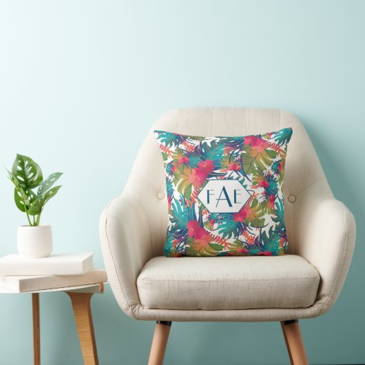 モノグラムの熱帯花の装飾用クッション クッション (椅子)