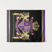 モノグラムの王冠の紋章あなた自身の紋章付き外衣を作って下さい タペストリー (正面(横))